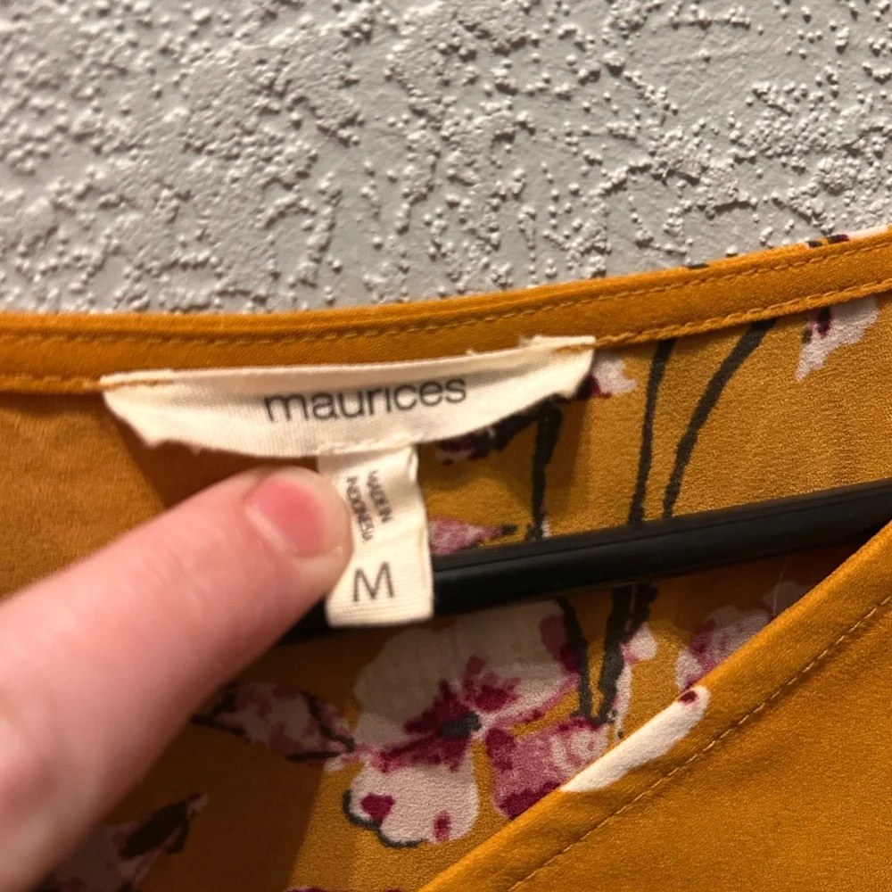 Maurices Mustard Floral Blouse - Picture 2 of 3
